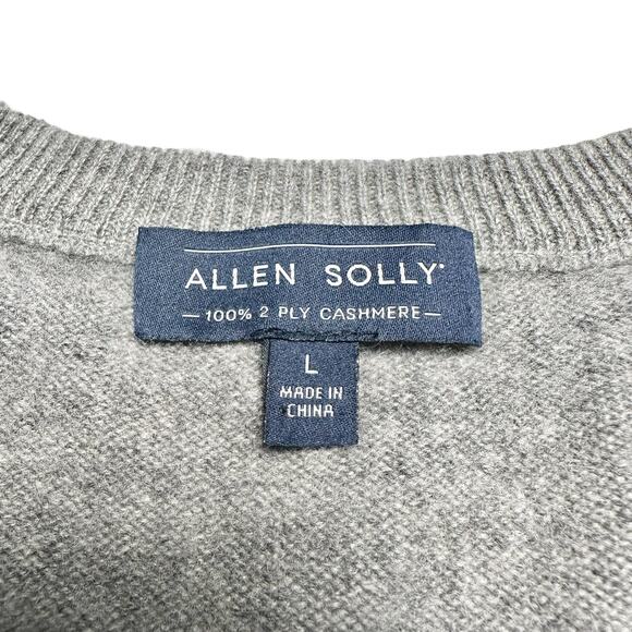 Allen Solly | Men | 100% 2-Ply Cashmere Gray Argyle V-Neck Sweater | Size Large - Picture 7 of 9
